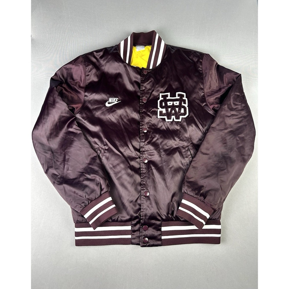 Nike Sportswear Men's S Maroon Varsity‎ Bomber Jacket (Read)